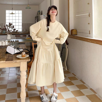 【ワンピース】リラックス感 スウェットワンピース 春秋 個性的 かわいい カジュアルゆったり 長袖ワンピース【JZシリーズ】