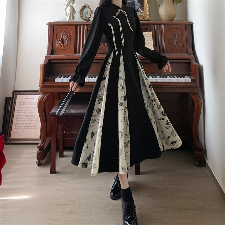 【ワンピース】春 秋 冬 モダンチャイナ 長袖 ワンピース 【AHシリーズ】