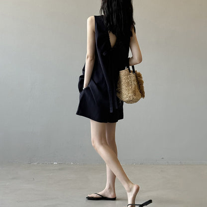 2点セット！【セットアップ】夏 韓国系 タンクトップ＋ハイウエスト カジュアルショートパンツ 2点上下セット【JZシリーズ】