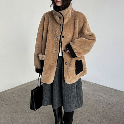 【アウター】レトロ感×バイカラー♡ボアジャケット 冬新作 レディース あったか【JZシリーズ】