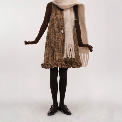 【ワンピース】レイヤードに最適な ツイード 春 秋 冬 シャネル風 ジャンパー ワンピース  【JZシリーズ】