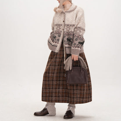 【ボトムス】冬にぴったりのチェック柄♡ ウール調 Aライン スカート ハイウエスト スタイルアップ効果も◎【JZシリーズ】【15~20日内発送】