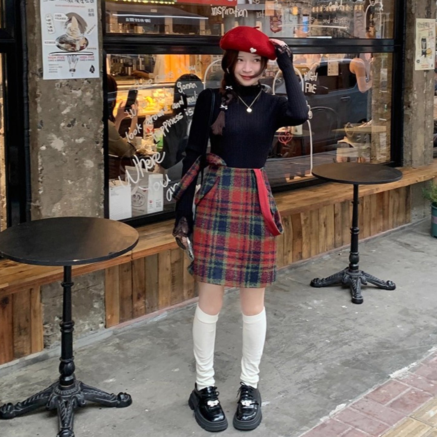 【トップス】超万能！フレンチロマン レースフリル付き ニットインナー コーデ【JZシリーズ】