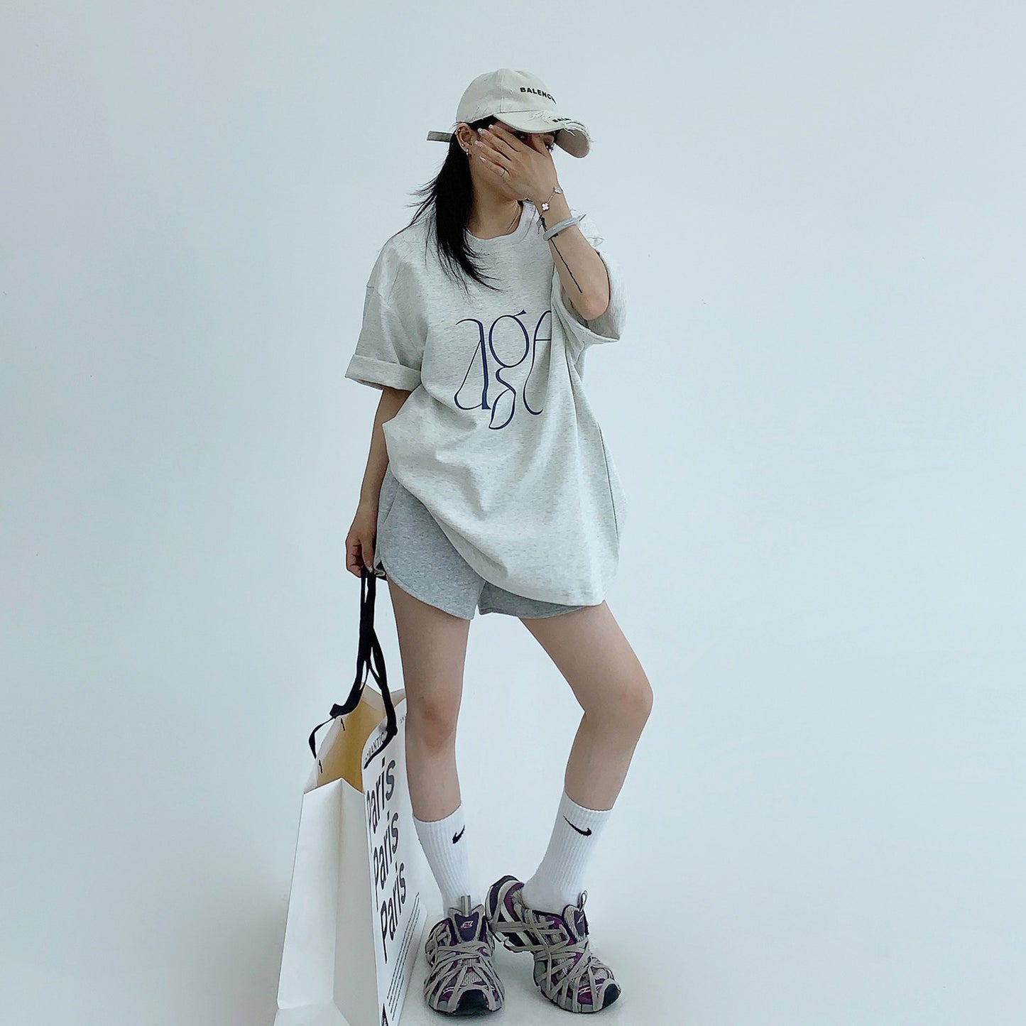 【トップス】シンプル 高級感 ロゴ ハリ感 リラックス 半袖シャツ【FCシリーズ】