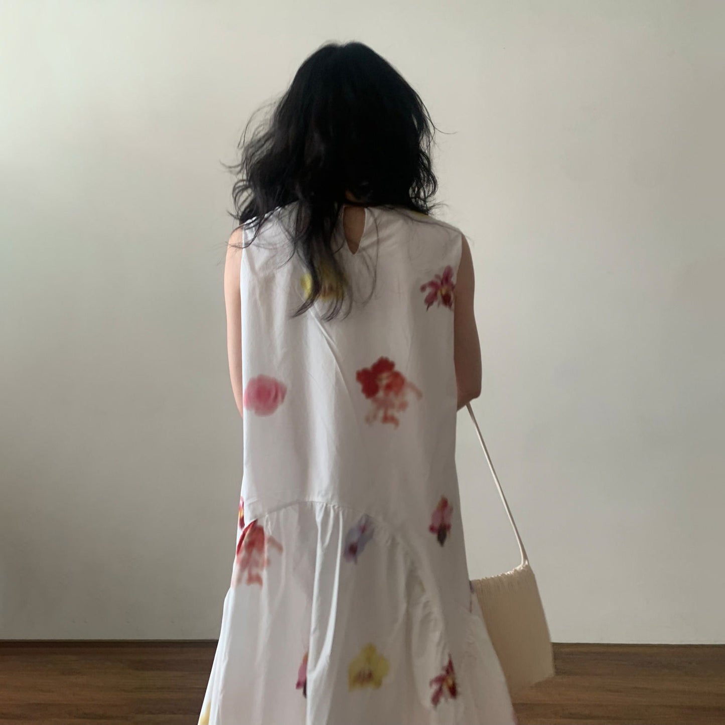 【ワンピース】リゾート風 油絵風アートプリント ノースリーブワンピース 夏新作 レトロ ゆったり フレアロングドレス レディース【SHシリーズ】