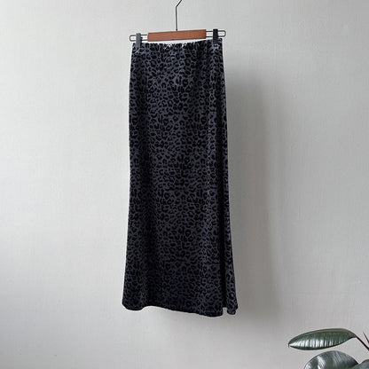 【ボトムス】春 秋 冬 レオパード ベロアハイウエスト スカート 【SNシリーズ】