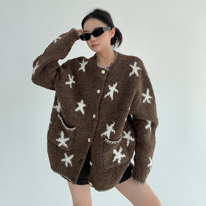 【アウター】春 秋 冬 ジャガード 厚手 ニット セーター カーディガン ジャケット 【FCシリーズ】