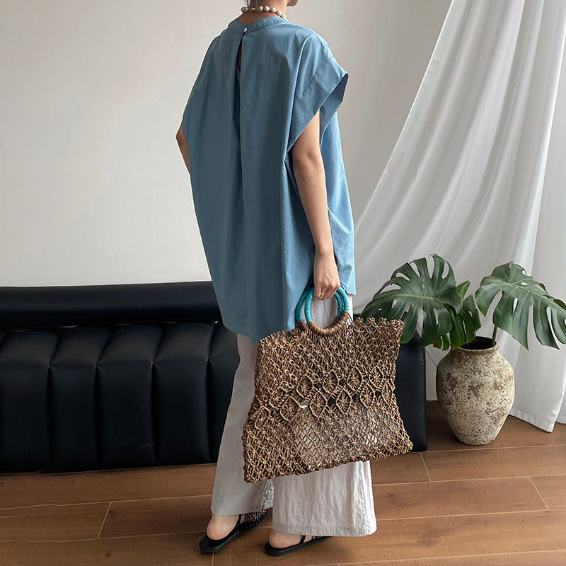 【トップス】韓国風 ラウンドネック プルオーバー 夏新作 ゆったりシルエット 雰囲気たっぷり シャツ【JZシリーズ】