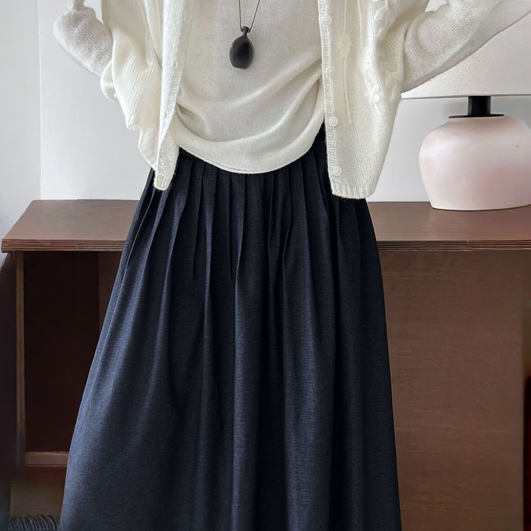 【ボトムス】春 秋 冬 ハイウエスト デニム風 カジュアル ロングスカート 【JZシリーズ】