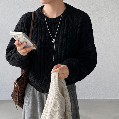 【トップス】レトロ感 厚手 プルオーバーニット 秋冬 ゆったり レディース セーター【JZシリーズ】