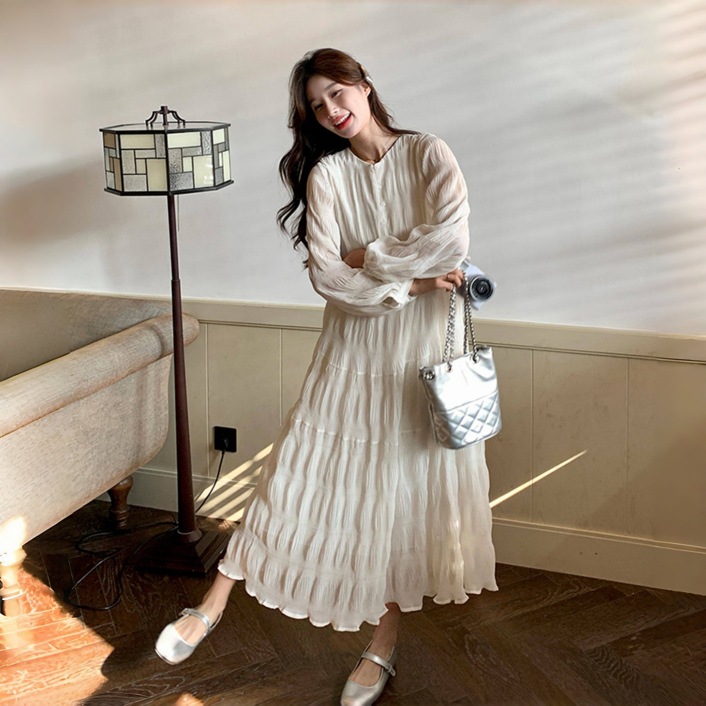 【ワンピース】高級感 合わせやすい スウィート 肌触りいい 長袖ワンピース【JZシリーズ】