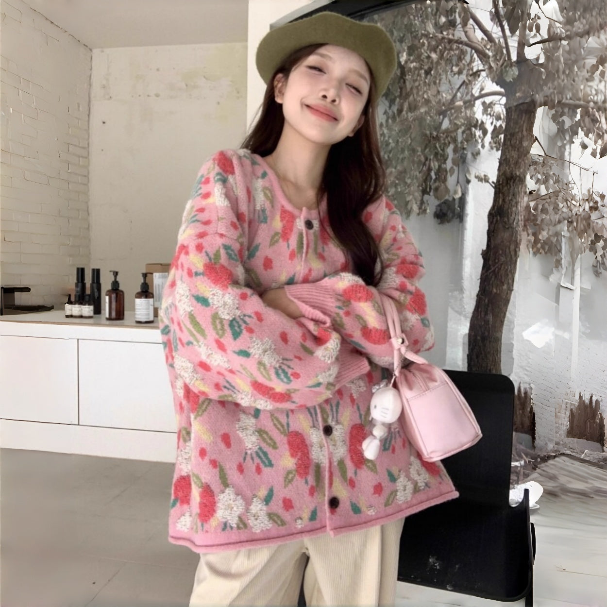 【アウター】高級感 スウィート プラスサイズ 花柄 合わせやすい カーディガン【SHシリーズ】