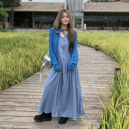 【ワンピース】韓国風チェック柄 夏の甘くて爽やかなノースリーブワンピース【SHシリーズ】