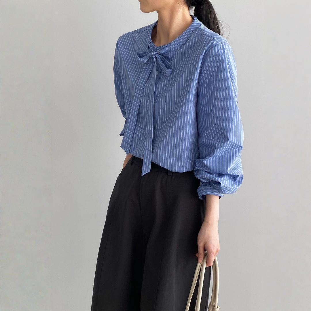 期間限定⭐️60%OFF【トップス】通勤向け・上品 リボン付き ブラウス ストライプ シャツ 【JZシリーズ】