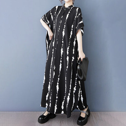 【ワンピース】大きいサイズ レディース シングルボタン シャツワンピース 半袖 体型カバー ロングワンピース【SHシリーズ】