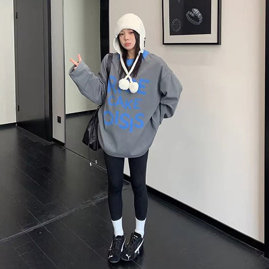 【トップス】ルーズ＆ラフ感 カラーブロックプリント 長袖Tシャツ オーバーサイズ レディース カジュアル【FCシリーズ】