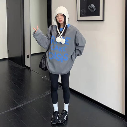 【トップス】ルーズ＆ラフ感 カラーブロックプリント 長袖Tシャツ オーバーサイズ レディース カジュアル【FCシリーズ】