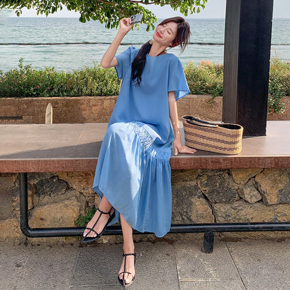 【ワンピース】クールエレガンス 高級感 背中開き 小技 半袖ワンピース 夏【JZシリーズ】