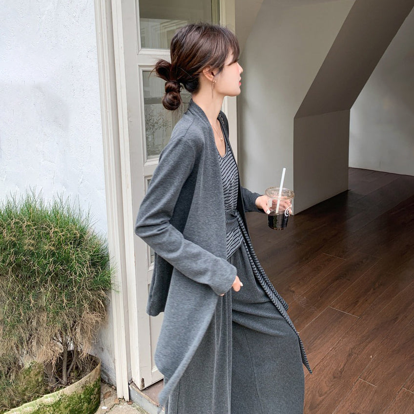 3点セット！【セットアップ】ゆるふわ風 ニットカーディガン + ベスト + ワイドパンツ 上下セット 早春 2026新作 カジュアル 3点セット【JZシリーズ】