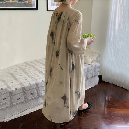 【ワンピース】春秋 レトロ 気質よい プリント シャーリング 着痩せ 長袖ワンピース