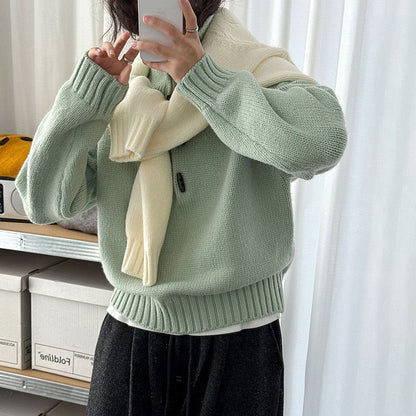 【トップス】韓国風 レトロ ハイネック ニット セーター 厚手 ゆったり 冬 新作 レディース【JZシリーズ】