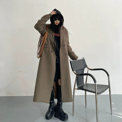 【アウター】韓国系 ルーズスタイル 高級感 フレンチ ロング スーツジャケット コート【FCシリーズ】