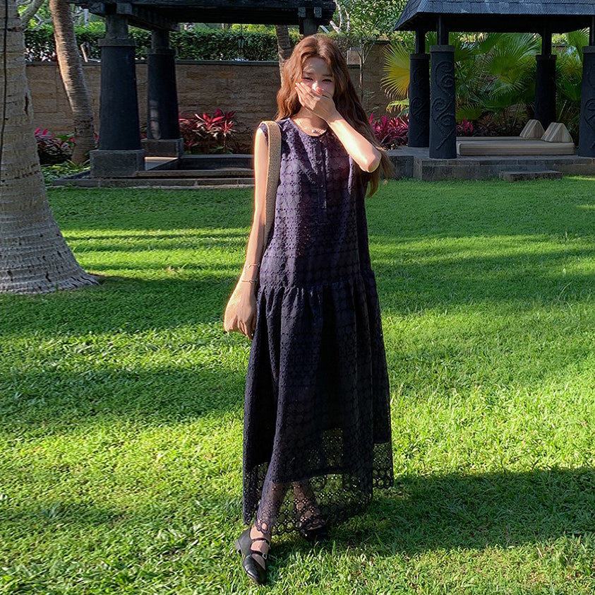 【ワンピース】夏新作 バカンス風 フレンチスタイル ノースリーブワンピース