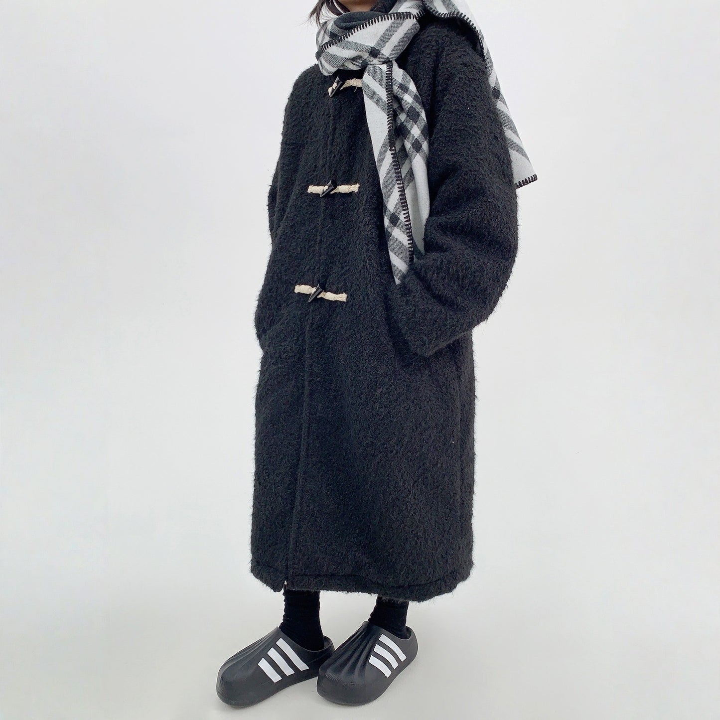 【アウター】春 秋 冬 ヘビーウェイト ツイード フード付き コート 【FCシリーズ】