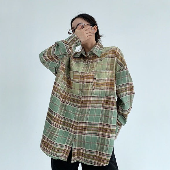 【トップス】春 秋 冬 アメリカン グラデーション チェック柄 シャツ 【FCシリーズ】