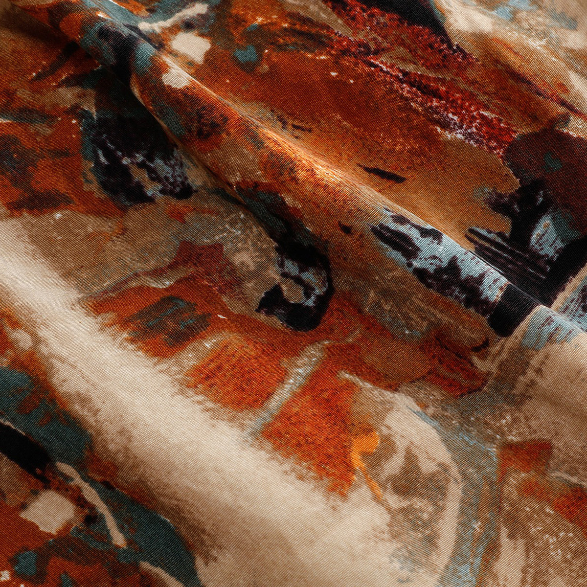 【ワンピース】油絵風ドレープ感 フラワープリント  夏 ゆったり ノースリーブワンピース【SHシリーズ】