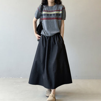 【ボトムス】韓国風 ハイウエスト ワークスカート レディース 秋新作 エレガント シンプル Aライン 細見えミモレ丈スカート【JZシリーズ】