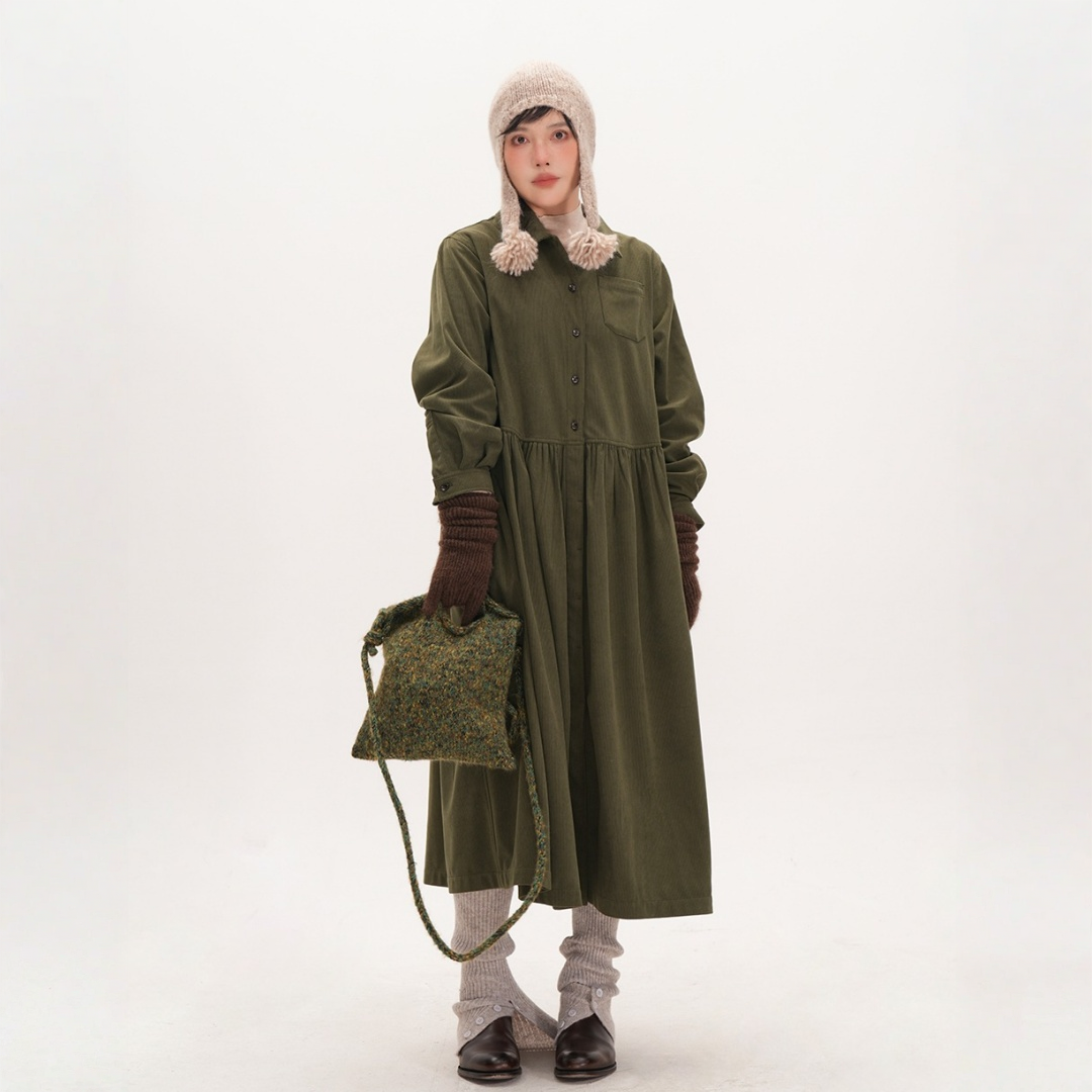 【ワンピース】春 秋 冬 レトロ 上品 通勤スタイル ウエストマーク 長袖 ワンピース 【JZシリーズ】