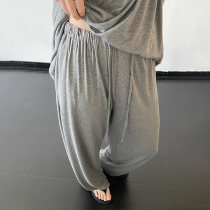 【セットアップ】【単品注文】テンセル素材 半袖Tシャツ＋ワイドパンツ 上下セット ゆったり ルーズフィット リラックス カジュアル ママコーデ 春夏【FCシリーズ】