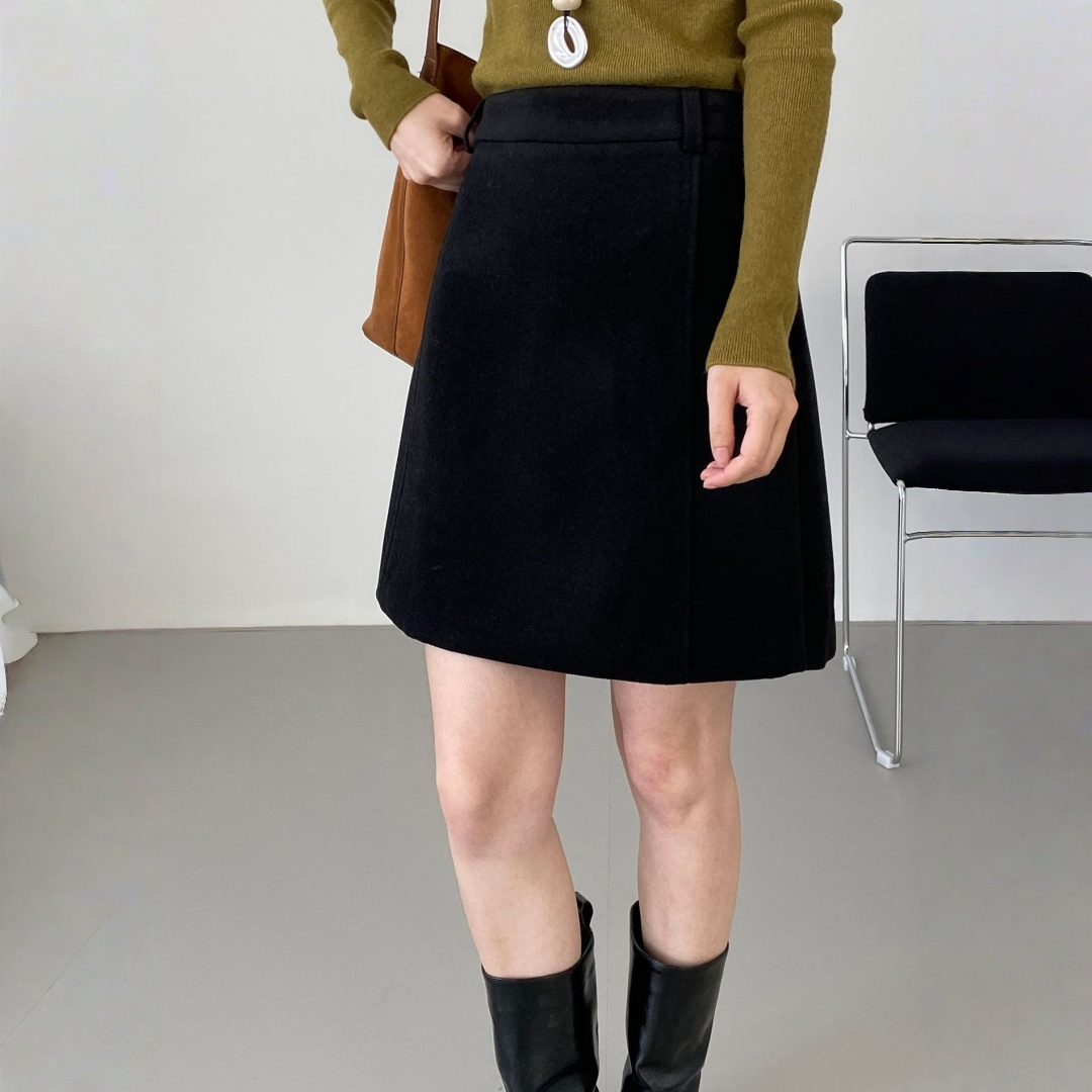 【ボトムス】春 秋 冬 ハイウエスト タイトフレア ウール混スカート 【JZシリーズ】