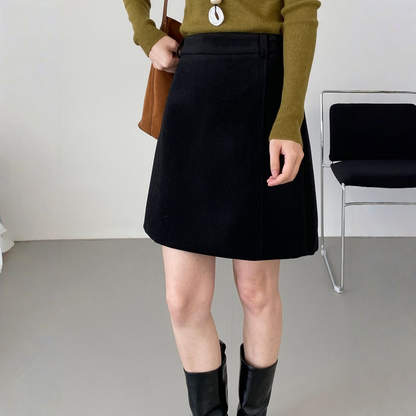 【ボトムス】春 秋 冬 ハイウエスト タイトフレア ウール混スカート 【JZシリーズ】