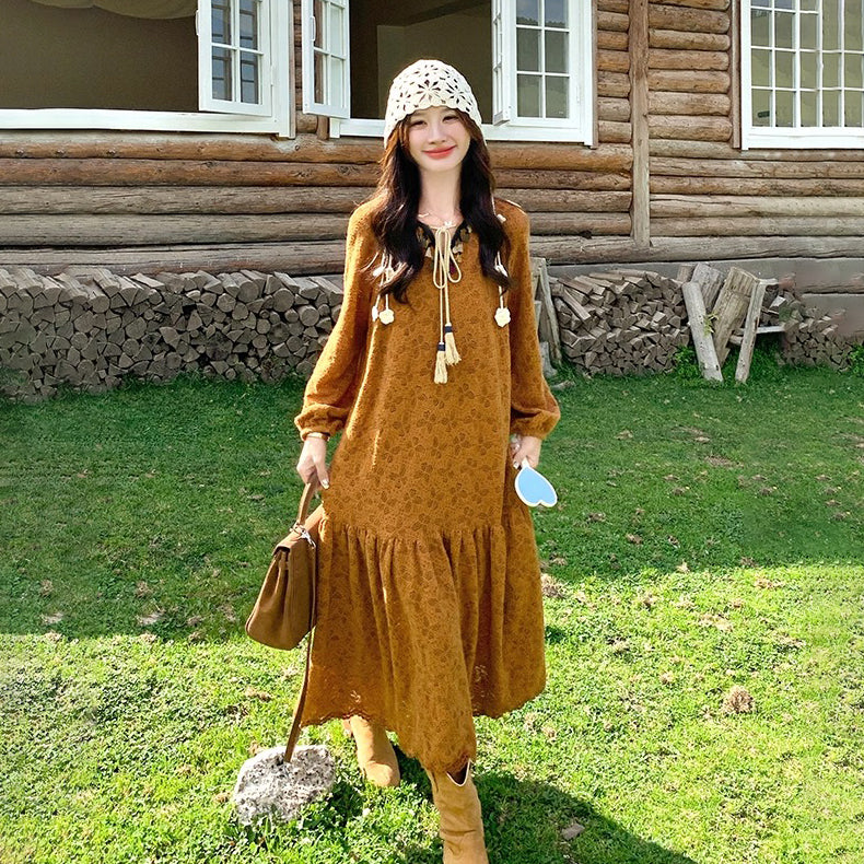 【ワンピース】ヴィンテージ感あふれる エレガント 長袖ワンピース レディース【SHシリーズ】