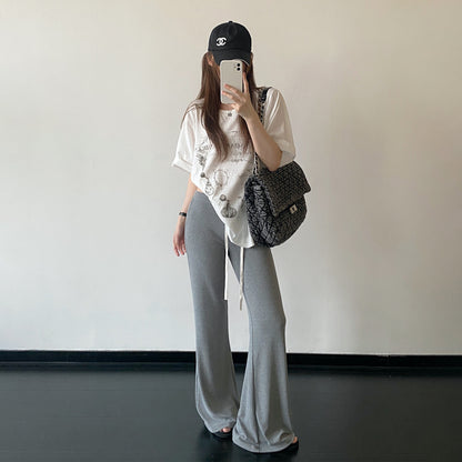【トップス】ヴィンテージ風 Tシャツ レディース 夏 ダメージ加工 クールアート柄 ルーズフィット 半袖 トップス カジュアル 人気【FCシリーズ】