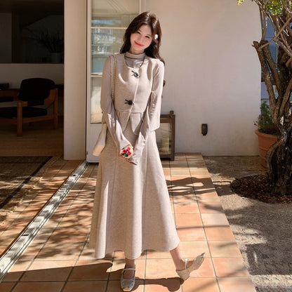 3点セット！【セットアップ】リラックス風 ハイネック 上下セット 2026春新作 レディース ベスト＋インナー＋ミニスカート 上品【JZシリーズ】