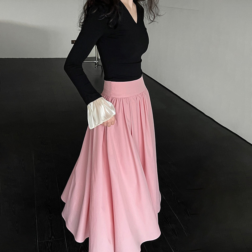 【トップス】春秋冬 Vネック ベルスリーブ 着痩せ ニットセーター【SNシリーズ】