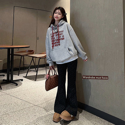 【トップス】裏起毛 パーカー レディース 秋冬 デザイン性◎ ゆったりロゴプリント厚手トップス【FCシリーズ】