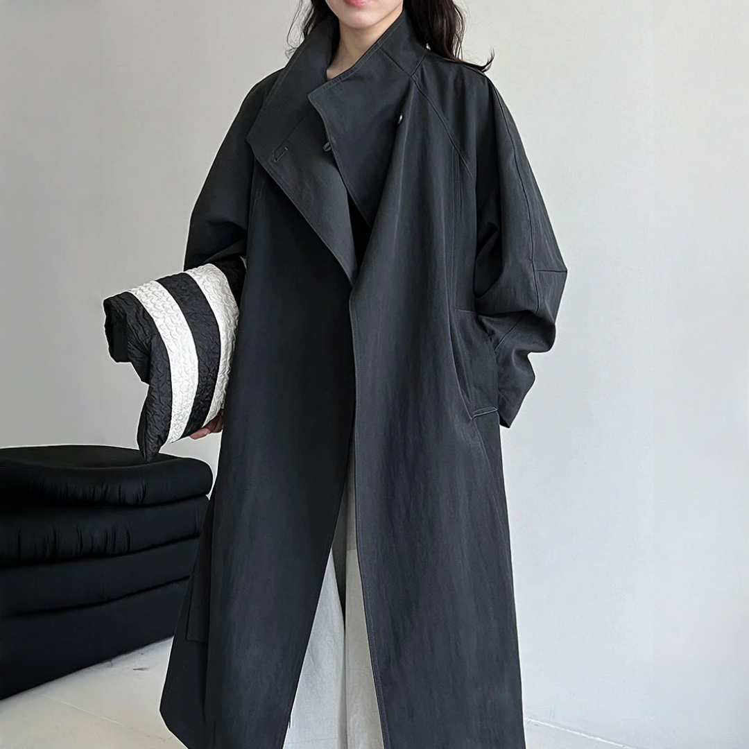 【アウター】春 秋 オーバーシルエット ミディアムロング丈 シングルボタン トレンチコート 【JZシリーズ】