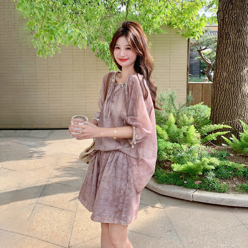 2点セット！【セットアップ】韓国風 半袖トップス×ショートパンツ ゆったり きれいめカジュアル【SHシリーズ】