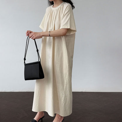 【ワンピース】韓国風ミニマル 後ろねじりデザイン 背中開き ゆったりノースリーブワンピース【JZシリーズ】