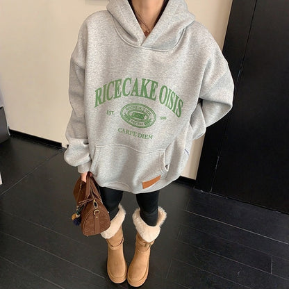 【トップス】ベロアプリント 春 秋 冬 プリント 裏起毛  フード付き パーカー【FCシリーズ】