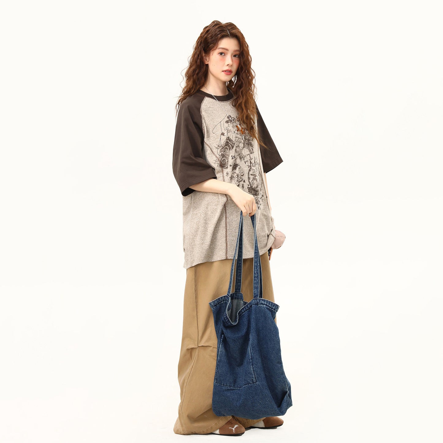 【トップス】ストリート系 Tシャツ レディース 半袖 ラグランスリーブ 配色デザイン ゆったり ワイドシルエット 夏 カジュアル おしゃれ 着回し【FCシリーズ】