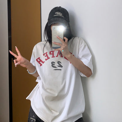 【トップス】【10～15日内発送】夏新作 アメリカンヴィンテージ風 ロゴプリント 綿100％ 半袖Tシャツ【FCシリーズ】