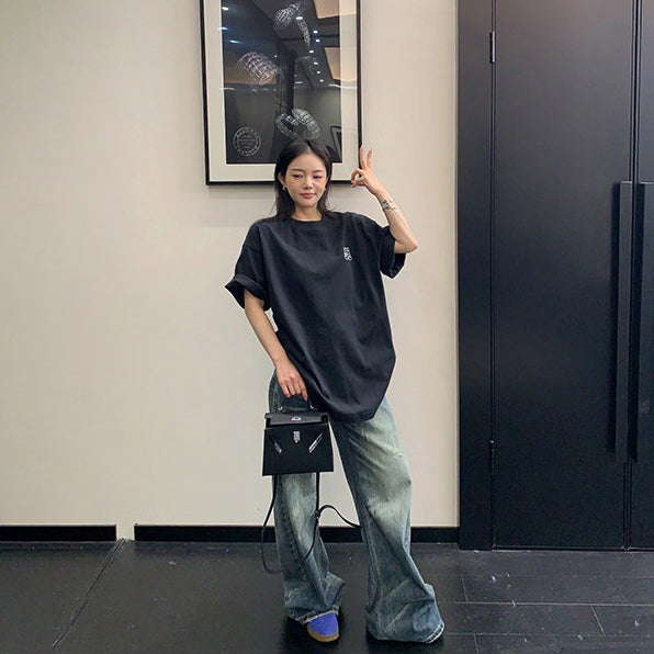 【トップス】Tシャツ レディース 夏 半袖 コットン ゆったり オーバーサイズ クルーネック 人気 リラックスコーデ【FCシリーズ】