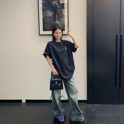 【トップス】Tシャツ レディース 夏 半袖 コットン ゆったり オーバーサイズ クルーネック 人気 リラックスコーデ【FCシリーズ】