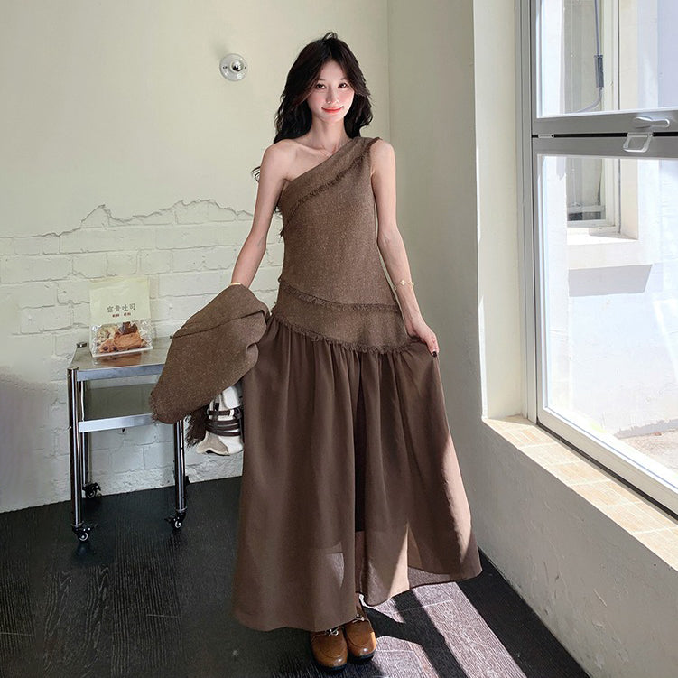 2点セット！【セットアップ】レトロ フレンチスタイル ジャケット＋キャミソールワンピース 秋新作 上品 気質 上下セット【JZシリーズ】