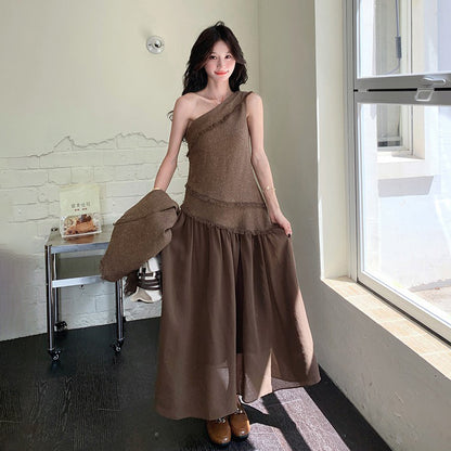 2点セット！【セットアップ】レトロ フレンチスタイル ジャケット＋キャミソールワンピース 秋新作 上品 気質 上下セット【JZシリーズ】